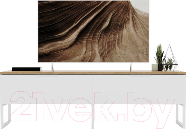 Изображение товара Тумба Crafto Рокки 05 150x38x47 (белый/дуб)