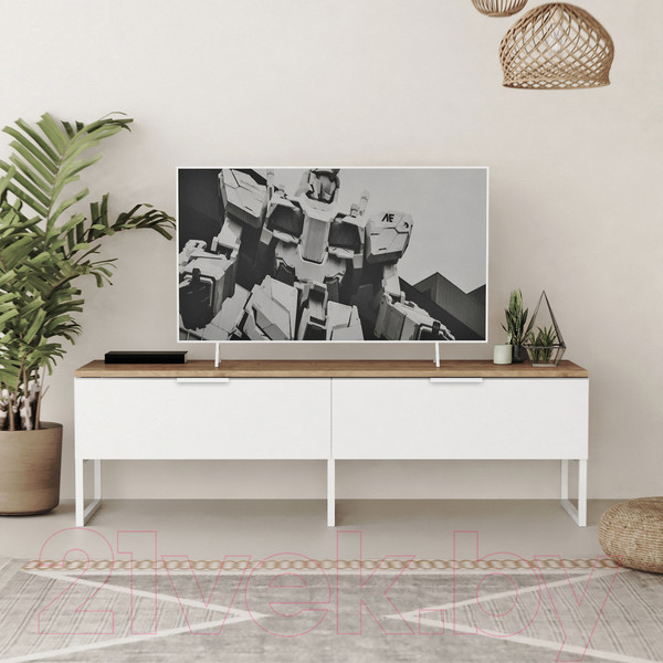 Изображение товара Тумба Crafto Рокки 05 150x38x47 (белый/дуб)