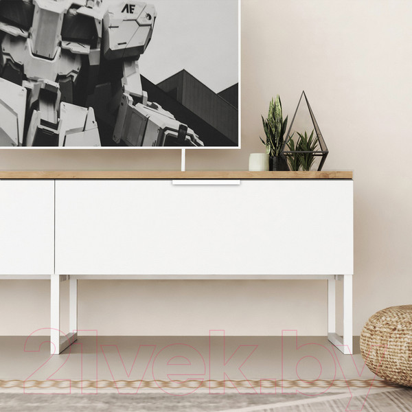 Изображение товара Тумба Crafto Рокки 05 150x38x47 (белый/дуб)