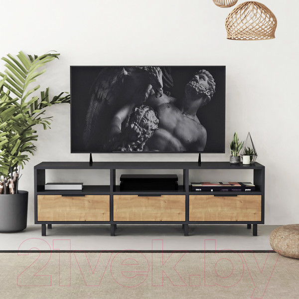 Изображение товара Тумба Crafto Агата 05 150x38x47 (графит/дуб)