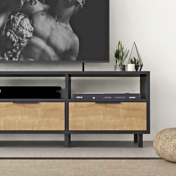 Изображение товара Тумба Crafto Агата 05 150x38x47 (графит/дуб)