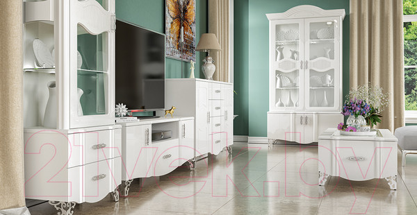 Изображение товара Шкаф с витриной Мебель-Неман София МН-025-20 (белый глянец)