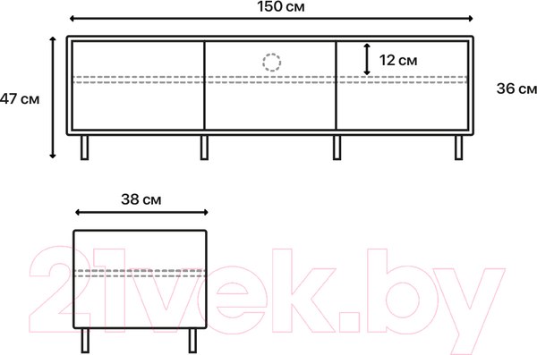 Изображение товара Тумба Crafto Анри 01 150x38x47 (белый)