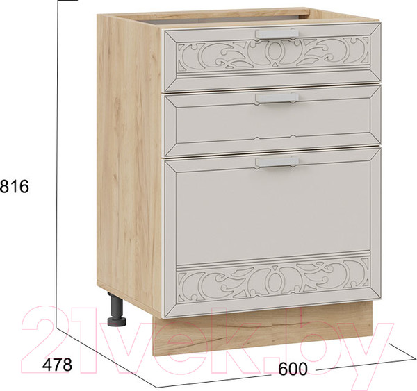 Изображение товара Шкаф-стол кухонный ТриЯ Долорес 1Н6Я3 (дуб крафт золотой/крем)