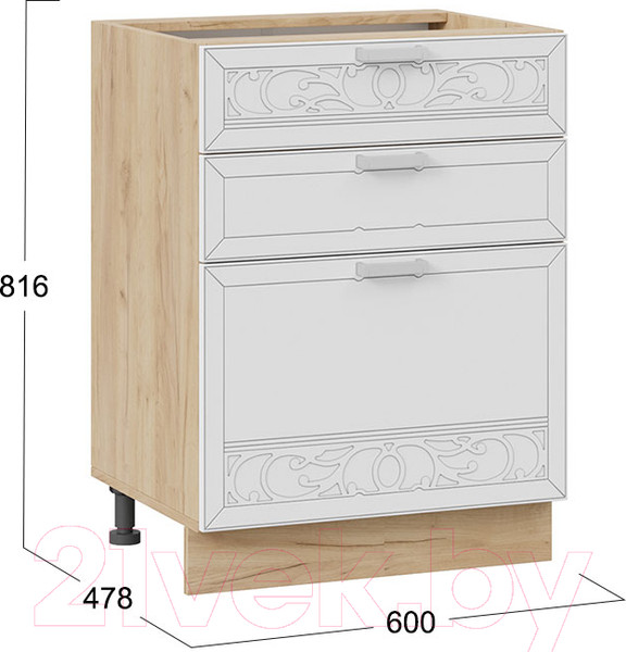 Изображение товара Шкаф-стол кухонный ТриЯ Долорес 1Н6Я3 (дуб крафт золотой/сноу)
