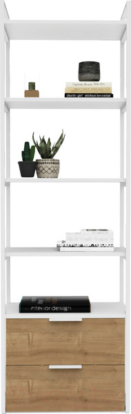 Изображение товара Стеллаж Crafto Квентин Мини Лофт 02 60x32x190 (белый/ дуб)