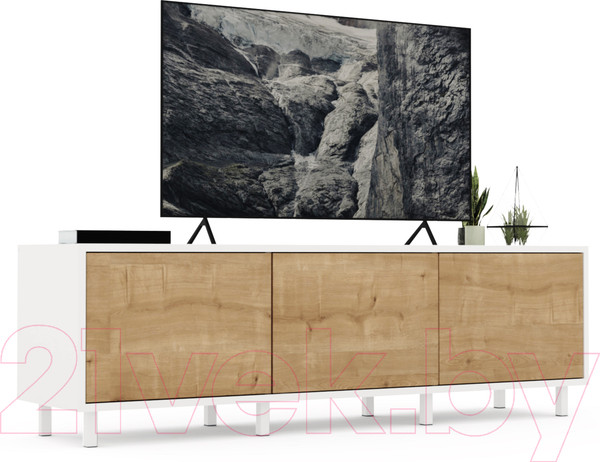 Изображение товара Тумба Crafto Анри 02 150x38x47 (белый/дуб)