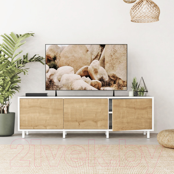 Изображение товара Тумба Crafto Анри 02 150x38x47 (белый/дуб)