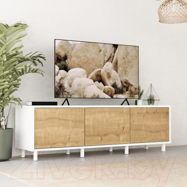 Изображение товара Тумба Crafto Анри 02 150x38x47 (белый/дуб)
