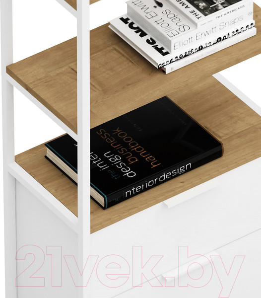Изображение товара Стеллаж Crafto Квентин Мини Лофт 04 60x32x190 (дуб/белый)