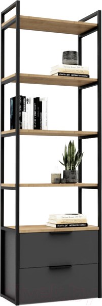 Изображение товара Стеллаж Crafto Квентин Мини Лофт 05 60x32x190 (дуб/графит)