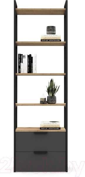 Изображение товара Стеллаж Crafto Квентин Мини Лофт 05 60x32x190 (дуб/графит)
