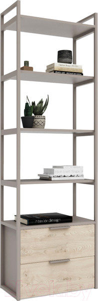 Изображение товара Стеллаж Crafto Квентин Мини Лофт 07 60x32x190 (латте/каштан)