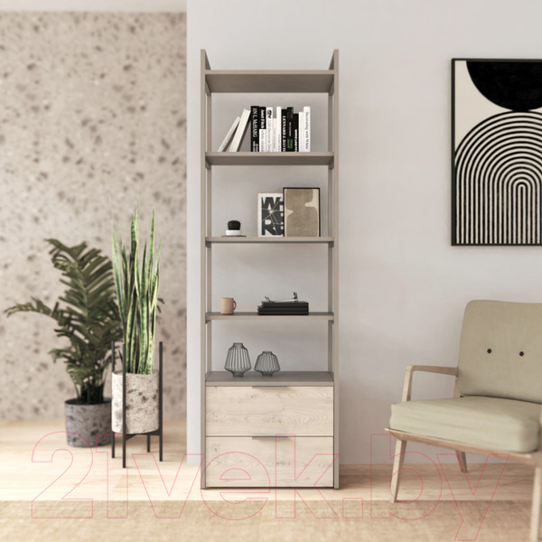 Изображение товара Стеллаж Crafto Квентин Мини Лофт 07 60x32x190 (латте/каштан)