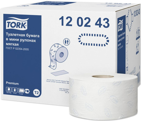 Изображение товара Туалетная бумага Tork Premium в мини рулонах Т2 /120243