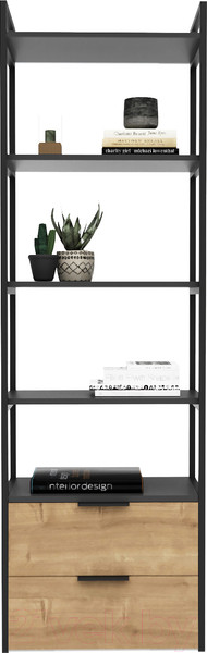 Изображение товара Стеллаж Crafto Квентин Мини Лофт 08 60x32x190 (графит/дуб)