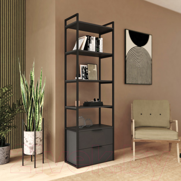 Изображение товара Стеллаж Crafto Квентин Мини Лофт 09 60x32x190 (графит)