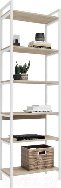 Изображение товара Стеллаж Crafto Симпл Лофт 02 60x32x190 (белый/каштан)