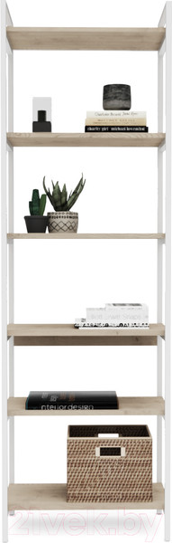 Изображение товара Стеллаж Crafto Симпл Лофт 02 60x32x190 (белый/каштан)