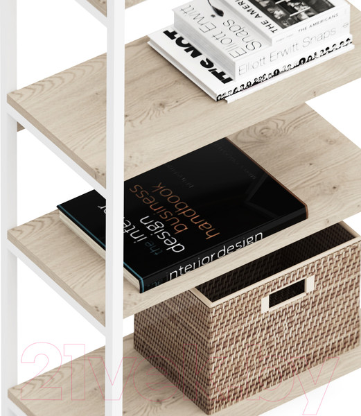 Изображение товара Стеллаж Crafto Симпл Лофт 02 60x32x190 (белый/каштан)