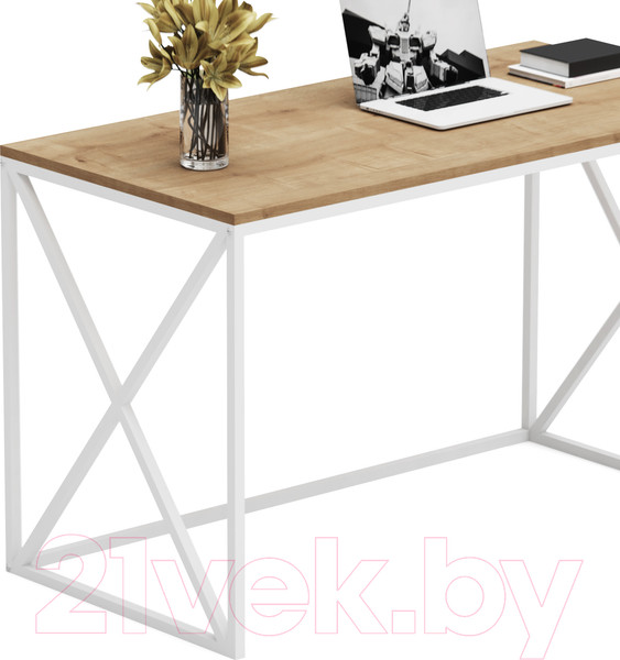 Изображение товара Письменный стол Crafto Модерн Лофт 03 120x60x75 (белый/дуб)