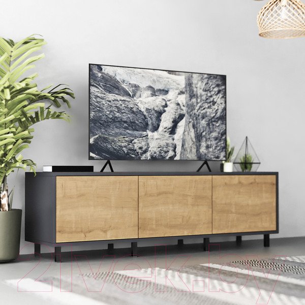 Изображение товара Тумба Crafto Анри 07 150x38x47 (графит/дуб)