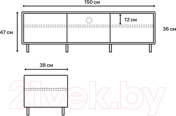 Изображение товара Тумба Crafto Анри 07 150x38x47 (графит/дуб)