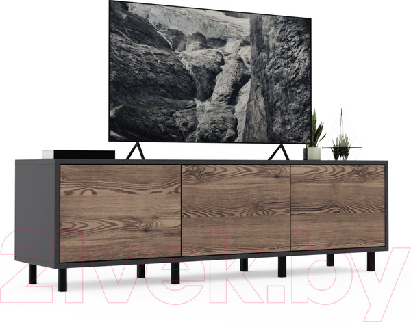 Изображение товара Тумба Crafto Анри 08 150x38x47 (графит/вишня)