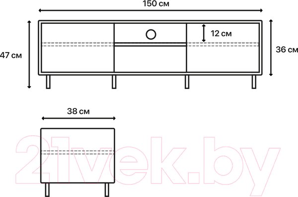 Изображение товара Тумба Crafto Анри Лайт 02 150x38x47 (белый/дуб)