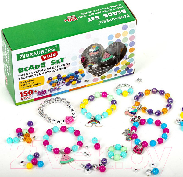 Изображение товара Набор для творчества Brauberg Kids. Beads Set. Единороги / 664699
