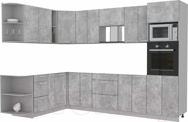 Изображение товара Кухонный гарнитур Интерлиния Мила Лайт 1.88x3.0 левая без столешницы (бетон)