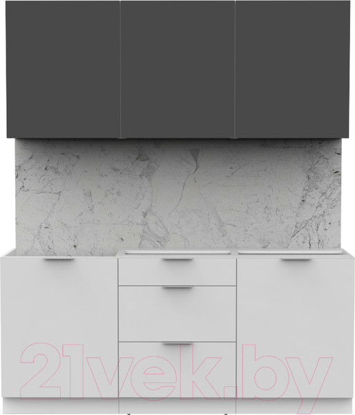 Изображение товара Кухонный гарнитур Интермебель Микс Топ-4 1.8м без столешницы (графит серый/белый премиум)