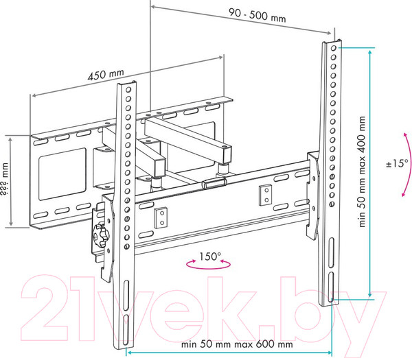 Изображение товара Кронштейн для телевизора VLK Trento-9 (черный)