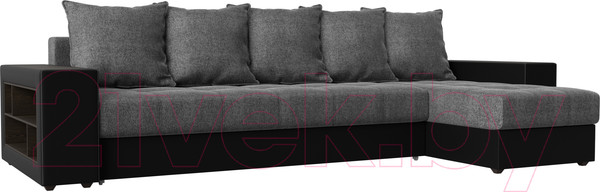 Изображение товара Диван угловой Лига Диванов Дубай 88 правый / 59641 (рогожка серый/экокожа черный)
