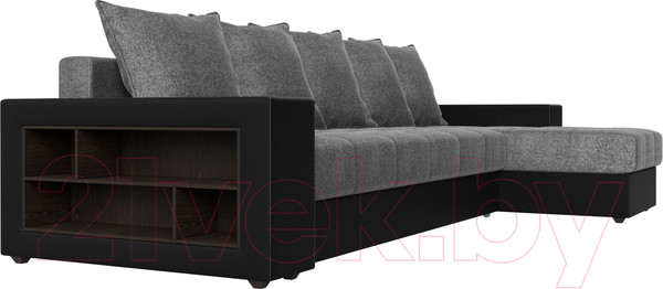Изображение товара Диван угловой Лига Диванов Дубай 88 правый / 59641 (рогожка серый/экокожа черный)