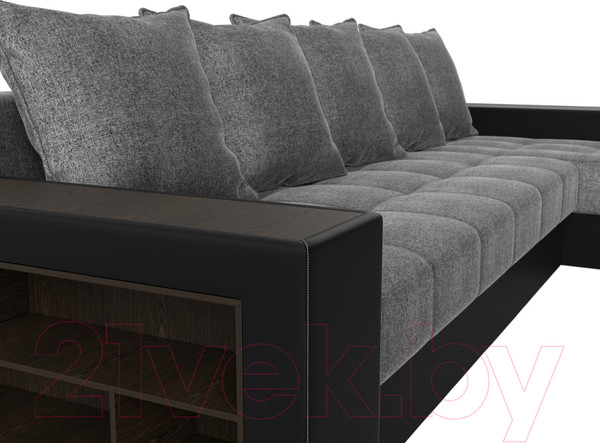 Изображение товара Диван угловой Лига Диванов Дубай 88 правый / 59641 (рогожка серый/экокожа черный)