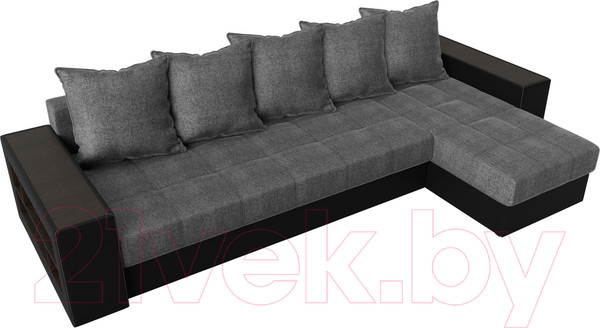 Изображение товара Диван угловой Лига Диванов Дубай 88 правый / 59641 (рогожка серый/экокожа черный)
