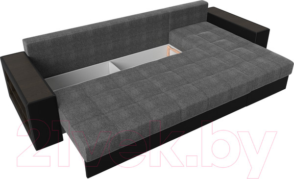 Изображение товара Диван угловой Лига Диванов Дубай 88 правый / 59641 (рогожка серый/экокожа черный)