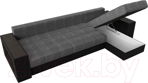 Изображение товара Диван угловой Лига Диванов Дубай 88 правый / 59641 (рогожка серый/экокожа черный)