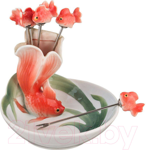 Изображение товара Блюдо Lefard Золотая рыбка / 58-143 (с 6 вилочками)