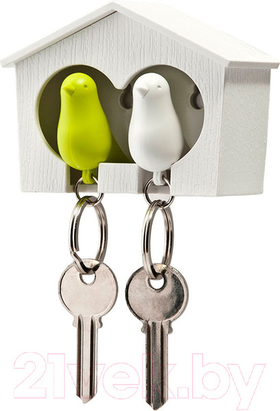 Изображение товара Ключница настенная Qualy Sparrow / QL10124-WH-WH-GN (белый/зеленый)