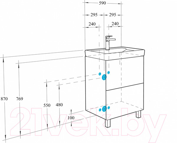 Изображение товара Тумба под умывальник Аква Симпл ТС-5.03.1.00.600.223