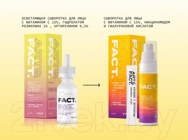 Изображение товара Сыворотка для лица Art&Fact Осветляющая Vitamin C 15% + Niacinamide + Hyaluronic Acid (30мл)