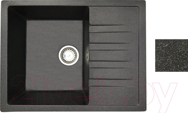 Изображение товара Мойка кухонная со смесителем БелЭворс Vega L + смеситель W4998-3-22 (черный)