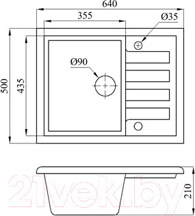 Изображение товара Мойка кухонная со смесителем БелЭворс Vega L + смеситель W4998-3-22 (черный)