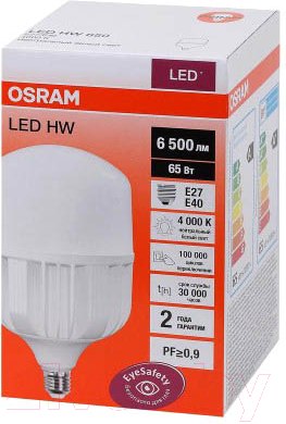 Изображение товара Лампа Osram LED HW 65Вт T 4000К E27/E40 6500лм 140-265В / 4058075576896 (нейтральный белый)
