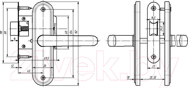 Изображение товара Защелка врезная Зенит ЗЩ3.08 (бриллиант)