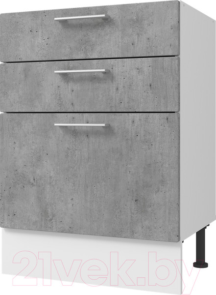 Изображение товара Шкаф-стол кухонный Горизонт Мебель Оптима 50 3 ящика (бетон грей)