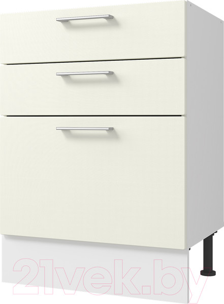 Изображение товара Шкаф-стол кухонный Горизонт Мебель Оптима 50 3 ящика (холст молоко)