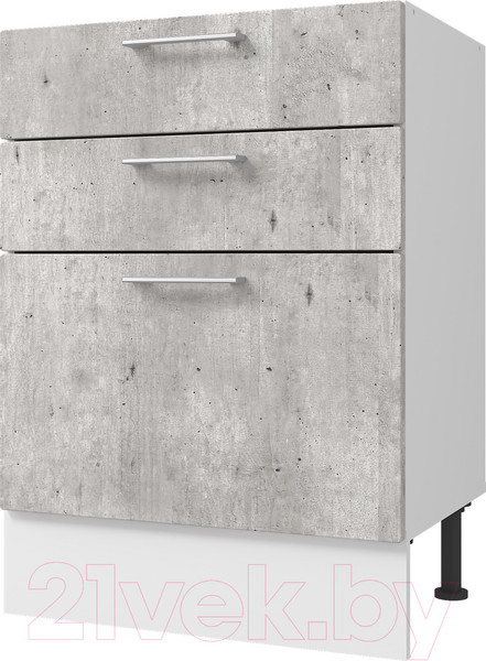 Изображение товара Шкаф-стол кухонный Горизонт Мебель Оптима 60 3 ящика (бетон лайт)